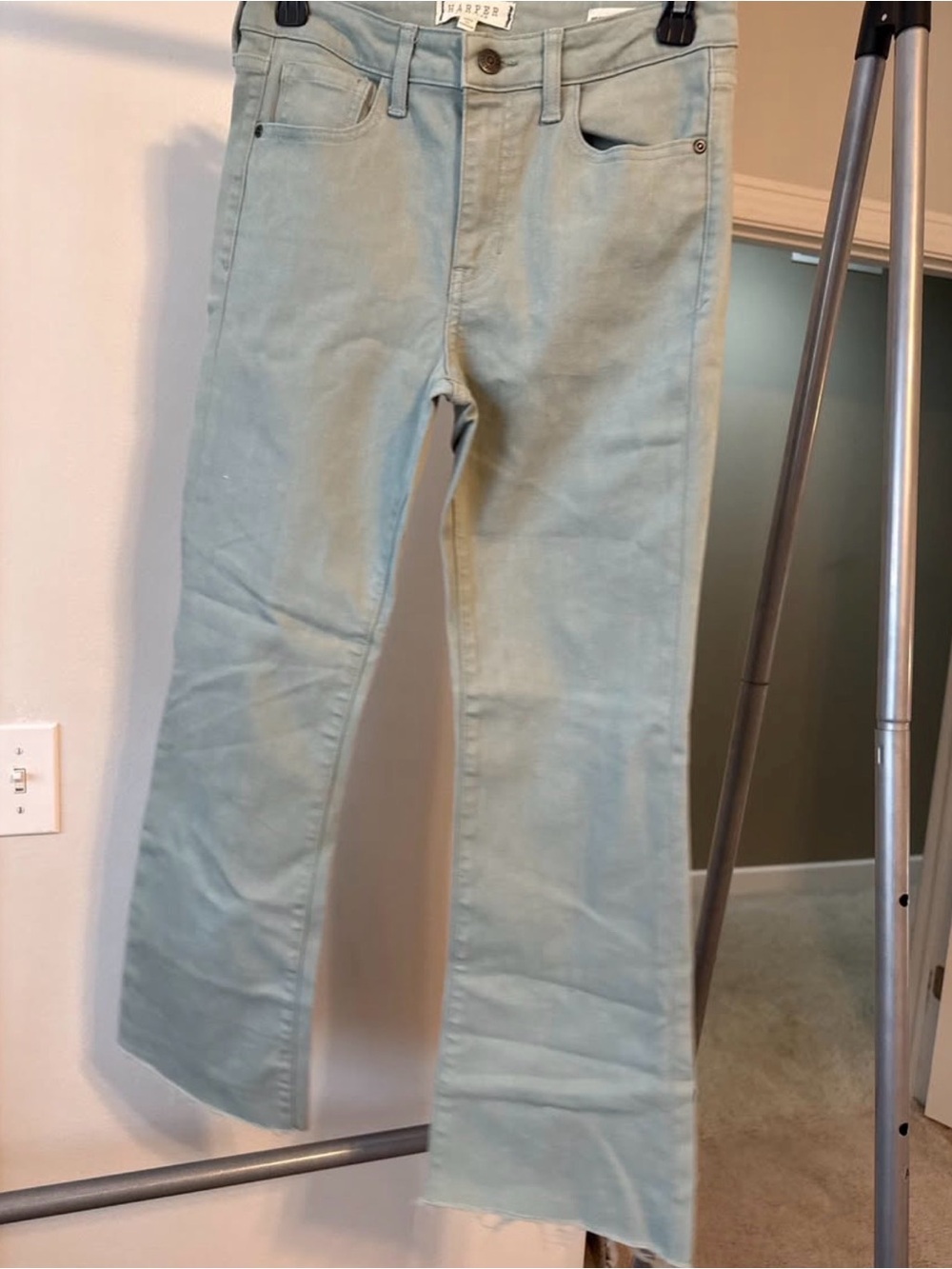 Green Mid Rise Crop Jeans